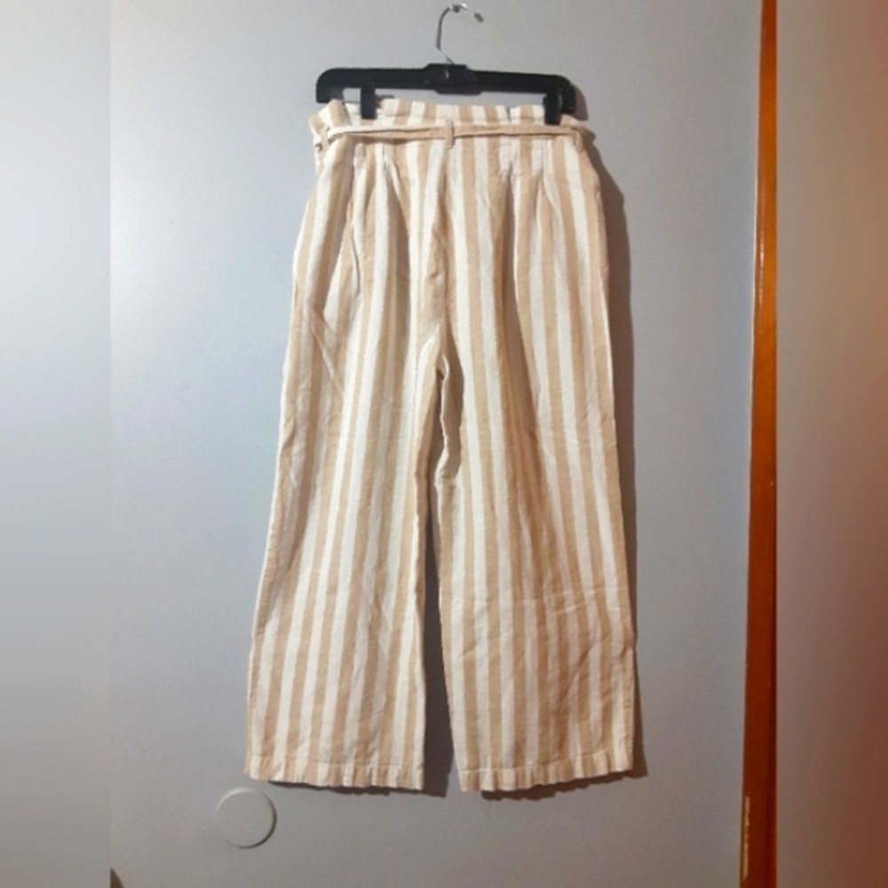 J. Crew Striped Wide Leg Pants - Cream and Brown - Picture 5 of 7